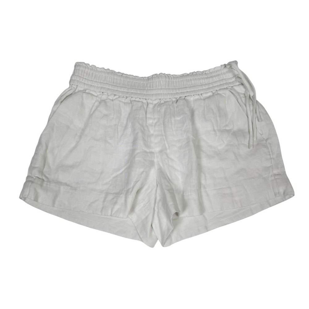J.Crew Women's White 100% Linen Side Tie Smocked Waist Shorts XS